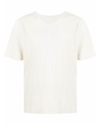 T-shirt à col rond blanc Issey Miyake