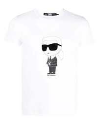 T-shirt à col rond blanc Karl Lagerfeld