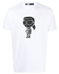 T-shirt à col rond blanc Karl Lagerfeld