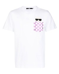 T-shirt à col rond blanc Karl Lagerfeld