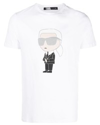 T-shirt à col rond blanc Karl Lagerfeld