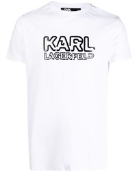 T-shirt à col rond blanc Karl Lagerfeld