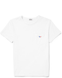 T-shirt à col rond blanc Kitsune