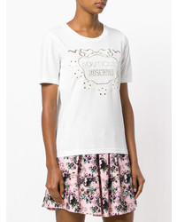 T-shirt à col rond blanc Boutique Moschino