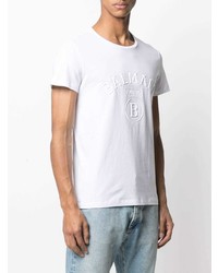 T-shirt à col rond blanc Balmain