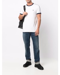 T-shirt à col rond blanc Fred Perry