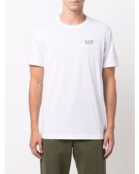 T-shirt à col rond blanc Ea7 Emporio Armani