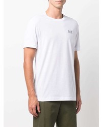 T-shirt à col rond blanc Ea7 Emporio Armani