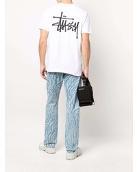 T-shirt à col rond blanc Stussy