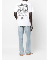 T-shirt à col rond blanc Stussy