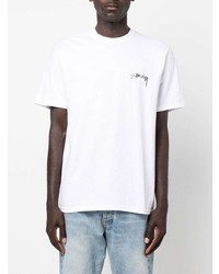 T-shirt à col rond blanc Stussy