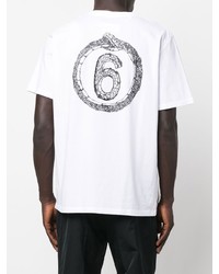 T-shirt à col rond blanc MM6 MAISON MARGIELA