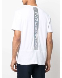 T-shirt à col rond blanc Ea7 Emporio Armani