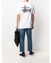 T-shirt à col rond blanc Stussy