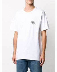 T-shirt à col rond blanc Stussy