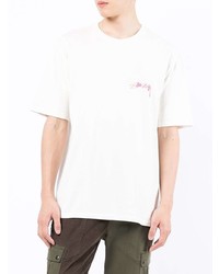 T-shirt à col rond blanc Stussy