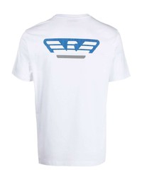 T-shirt à col rond blanc Ea7 Emporio Armani