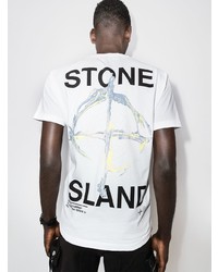 T-shirt à col rond blanc Stone Island