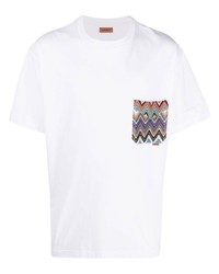 T-shirt à col rond blanc Missoni