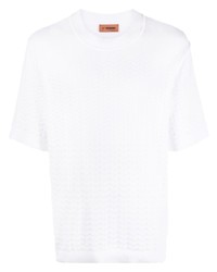 T-shirt à col rond blanc Missoni