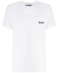 T-shirt à col rond blanc Moschino