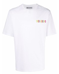 T-shirt à col rond blanc Moschino