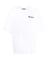 T-shirt à col rond blanc Moschino