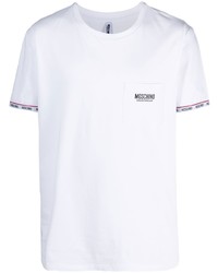 T-shirt à col rond blanc Moschino