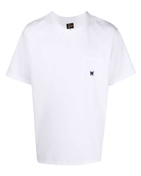 T-shirt à col rond blanc Needles