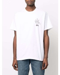 T-shirt à col rond blanc Stussy