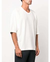 T-shirt à col rond blanc Homme Plissé Issey Miyake