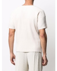 T-shirt à col rond blanc Homme Plissé Issey Miyake