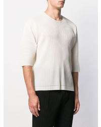 T-shirt à col rond blanc Homme Plissé Issey Miyake