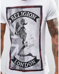 T-shirt à col rond blanc Religion