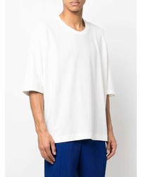 T-shirt à col rond blanc Homme Plissé Issey Miyake