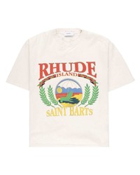 T-shirt à col rond blanc Rhude