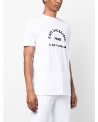 T-shirt à col rond blanc Karl Lagerfeld