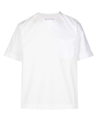 T-shirt à col rond blanc Sacai