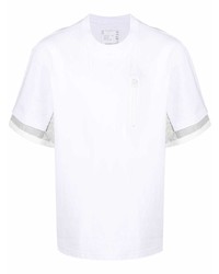 T-shirt à col rond blanc Sacai