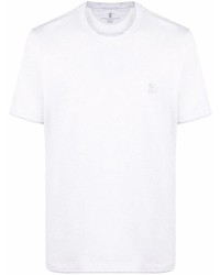 T-shirt à col rond blanc Brunello Cucinelli