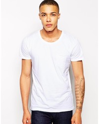 T-shirt à col rond blanc Solid