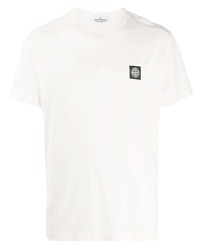 T-shirt à col rond blanc Stone Island