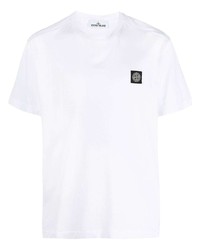 T-shirt à col rond blanc Stone Island