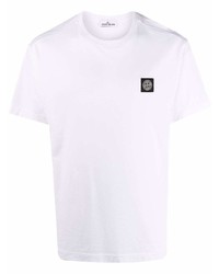 T-shirt à col rond blanc Stone Island