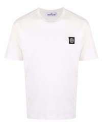 T-shirt à col rond blanc Stone Island