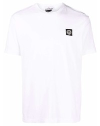 T-shirt à col rond blanc Stone Island