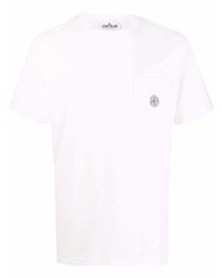 T-shirt à col rond blanc Stone Island