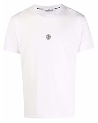 T-shirt à col rond blanc Stone Island