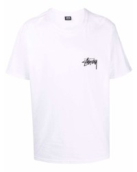 T-shirt à col rond blanc Stussy