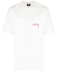 T-shirt à col rond blanc Stussy